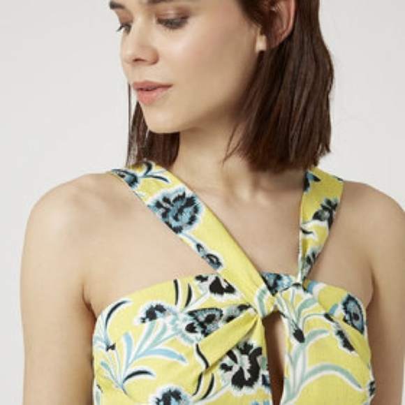 Topshop Yellow Floral Halter Dress - Picture 2 of 6